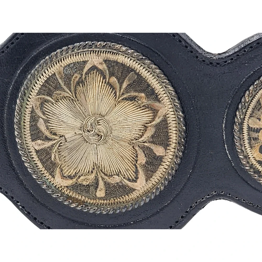 Vogt Belt Steerhide Leather Sterling Buckle Western Conchos Southwest Style 32